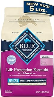 Blue Buffalo Life Protection Formula Natural Senior Small Breed Dry Dog Food, Chicken and Brown Rice 5-lb Trial Size Bag