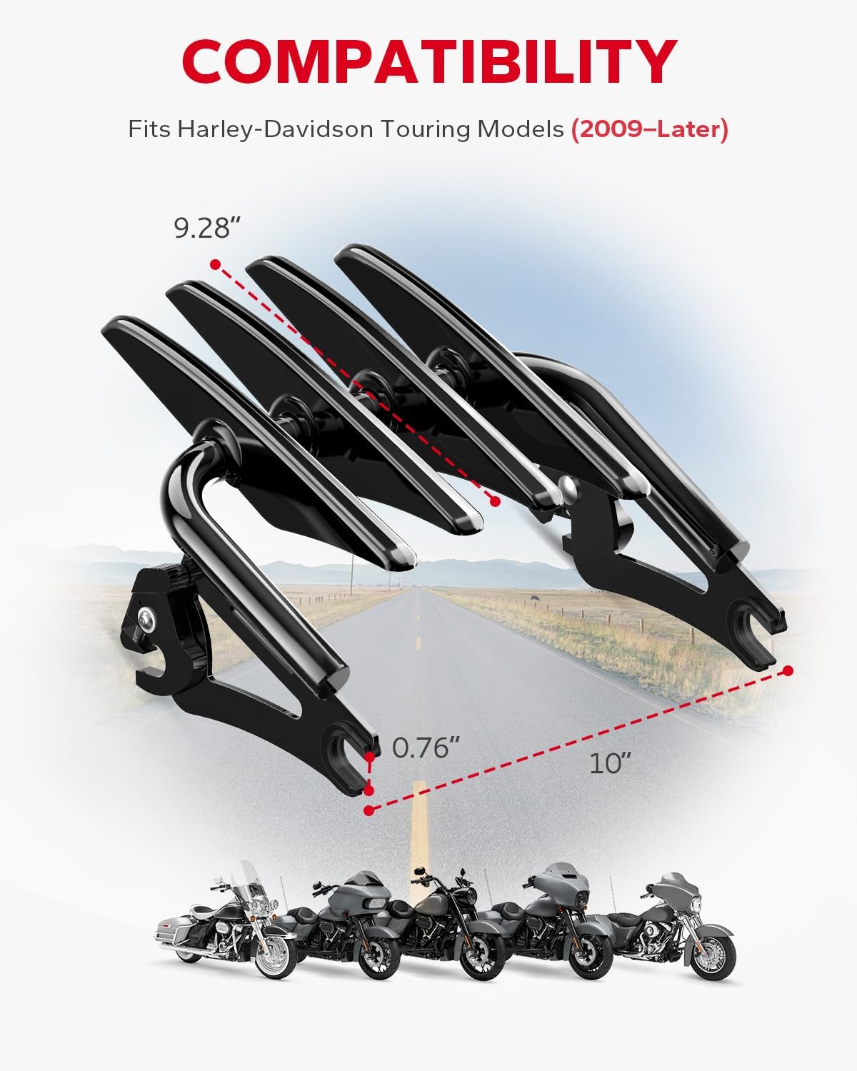Amazicha Stealth Luggage Rack Quick Release Compatible for Harley Davidson Touring Street Glide, Electra Glide, Road Glide, Road King 2009-Later