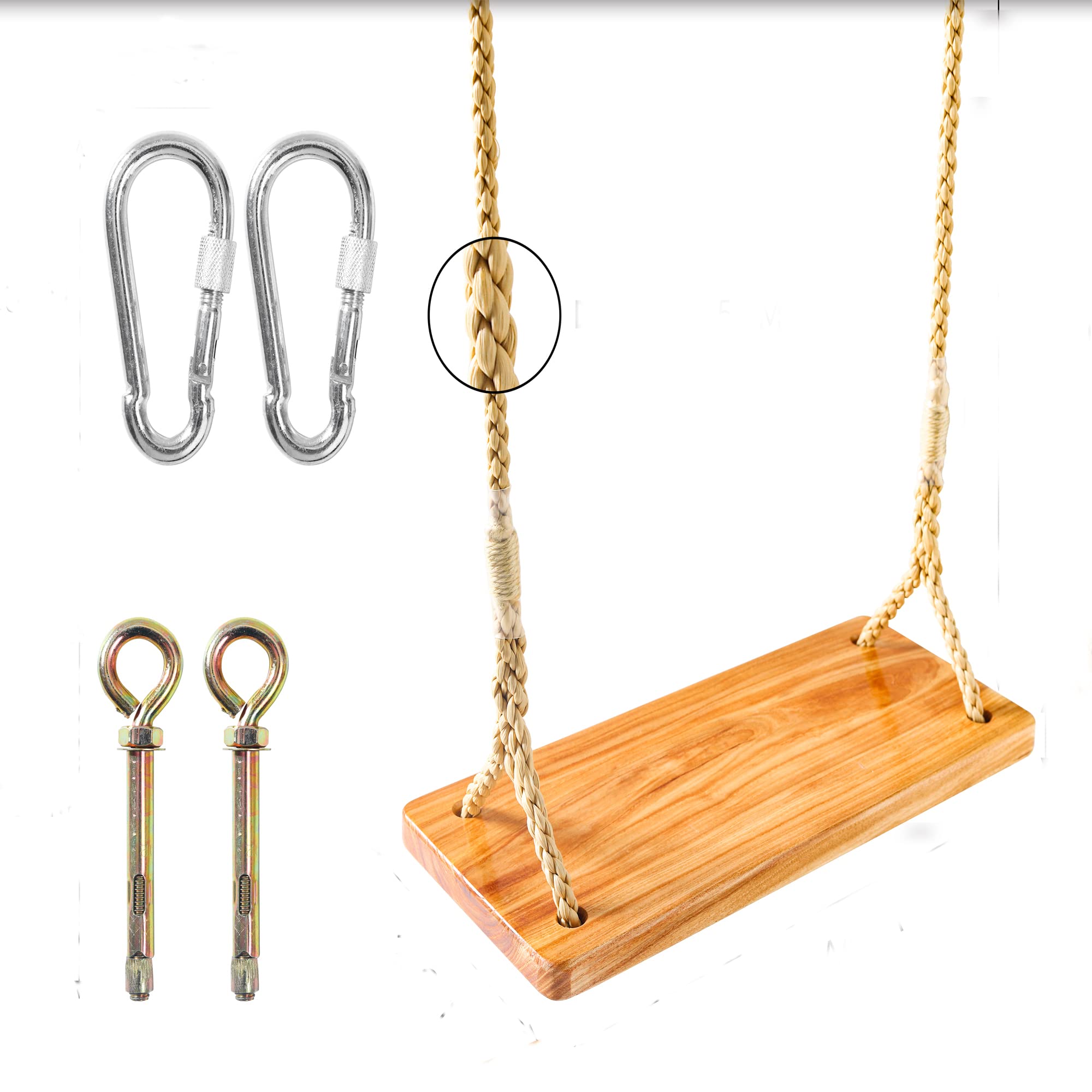 Rope Tree Swing Wooden Swing Outdoor Indoor Wooden Swing seat 17.7IN*8IN Adult Tree Swing seat Old Traditional Tree Swing Old Fashion Swing Heavy Duty Swing Swing Wood seat