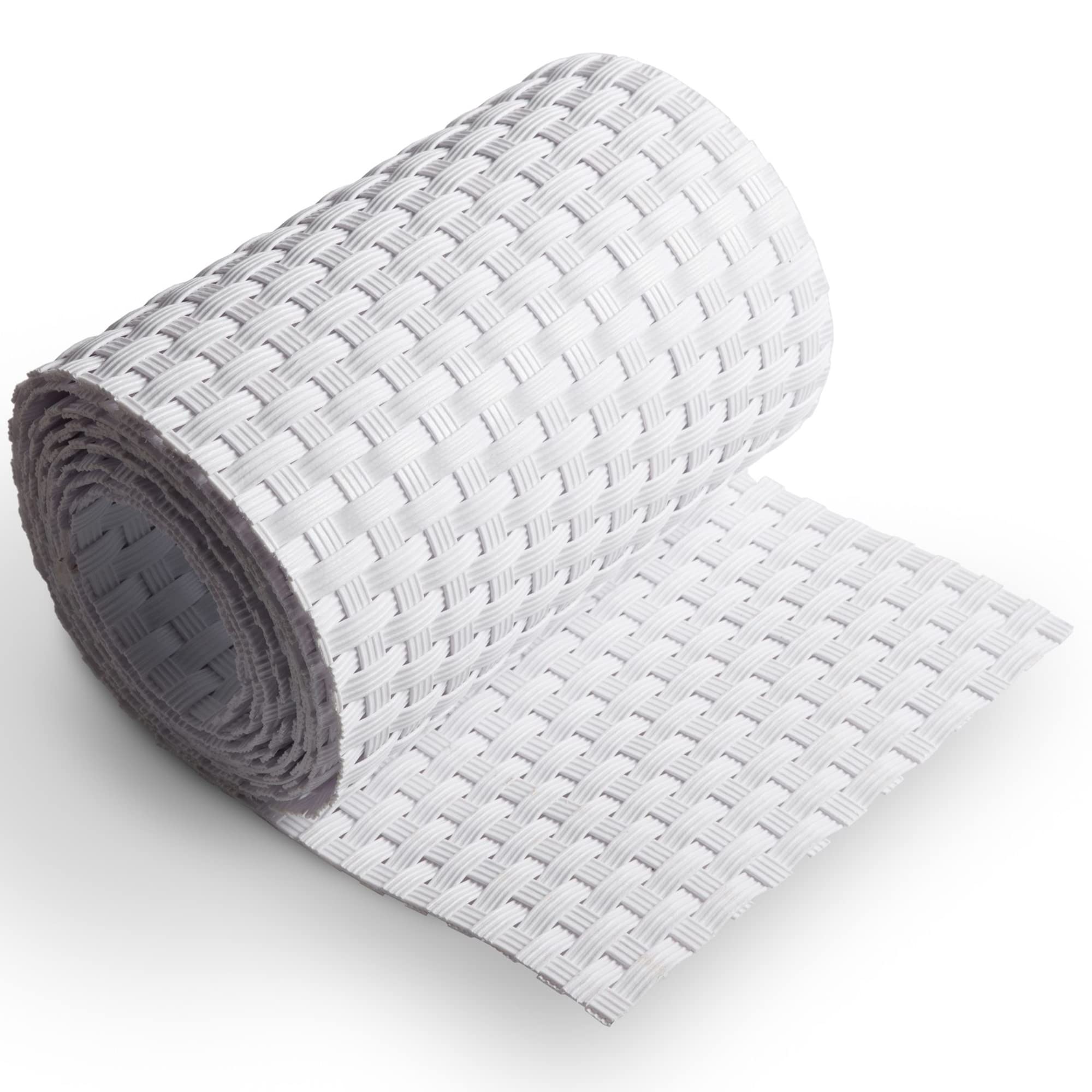 NYVI Polyrattan Sichtschutzstreifen Privafence Weiß 255 x 19 cm 10 Rollen (25,5 Meter) - SPARSETS - Sichtschutz für Doppelstabmatten Zaun - Premium Zaunsichtschutz