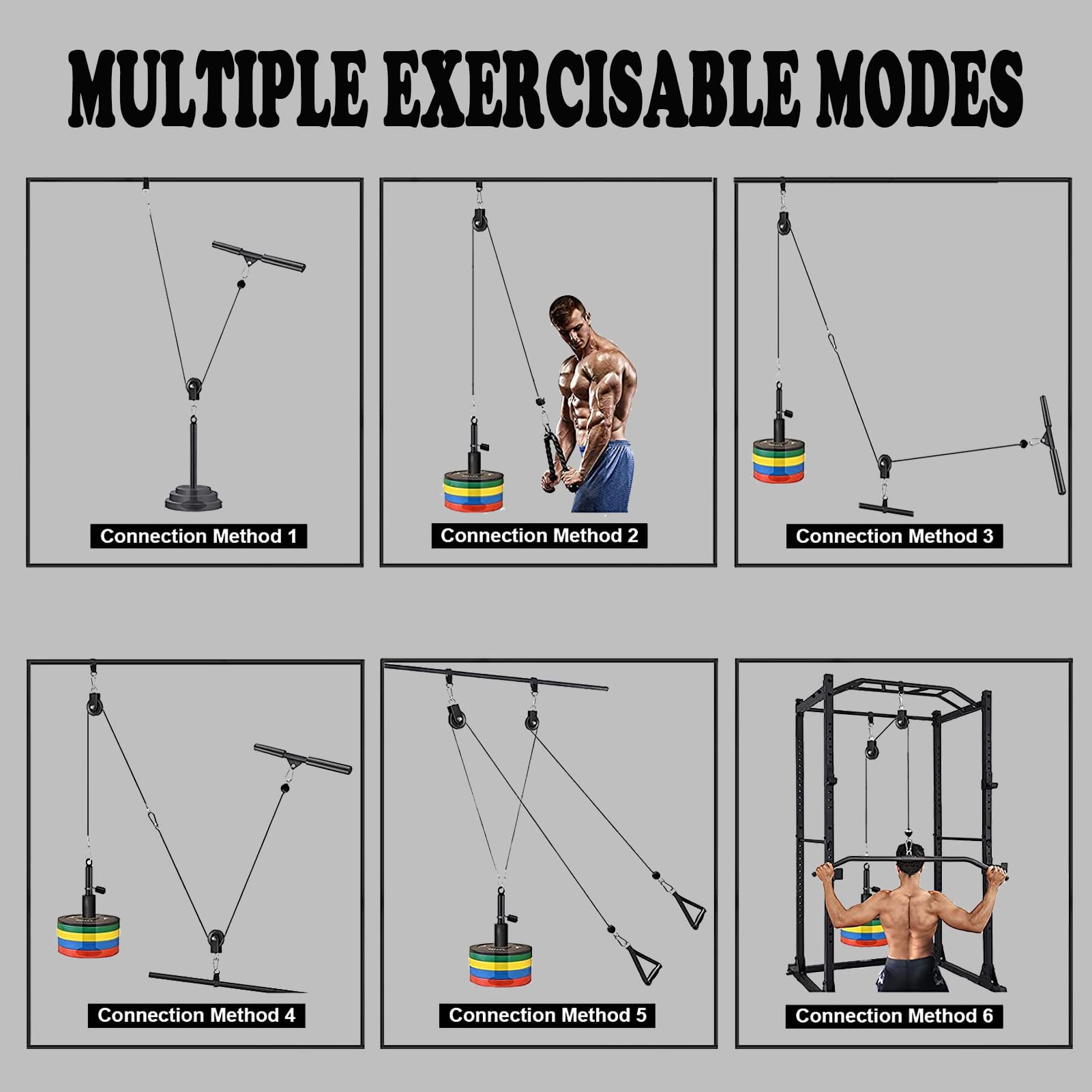 Taeku Linka do fitnessu, ulepszony system linowy do treningu siłowego LAT Pull Down, bicepsów, curl, tricepsów, system obciążników, dodatkowe urządzenia do ćwiczeń DIY