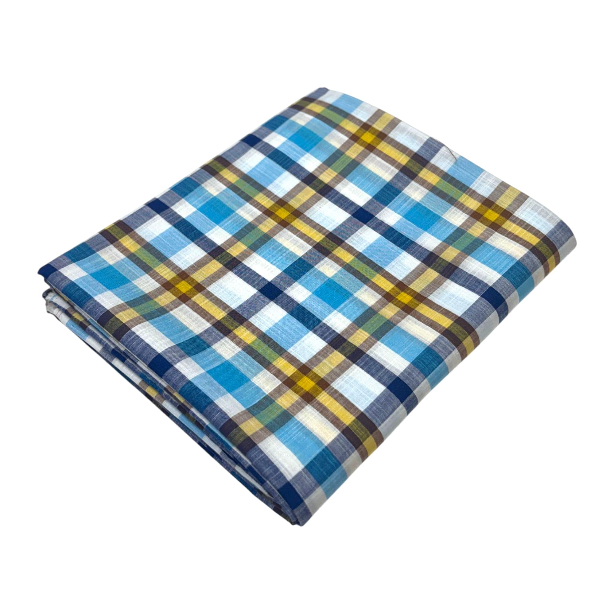 polytech textiles 112-Multi Color Pattern with Royal Blue Checks Unstitched Fabric- 1.6 Meter Length, 58 Inch Width, Casual Wear-picture-34