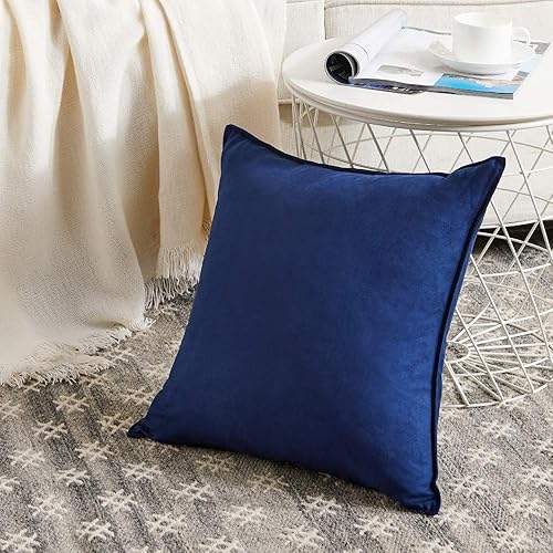Miniatura 2 de Fancy Homi Paquete de 4 fundas de almohada decorativas azul marino de 18 x 18 pulgadas, funda de almohada cuadrada súper suave de gamuza sintética,