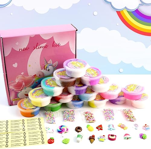 Miniatura 6 de Kit de 17 unidades de slime de mantequilla, no pegajoso, juguete de lodo súper suave, regalos de cumpleaños para niños de 4 a 12 años, regalo de