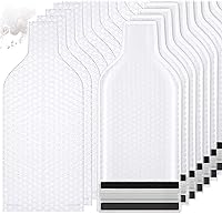 Vista 2 de Bolsa de vino reutilizable – 10 paquetes de protector de viaje para botellas de vidrio de viaje, doble capa de amortiguación de burbujas para avión