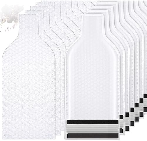 Miniatura 2 de Bolsa de vino reutilizable  10 paquetes de protector de viaje para botellas de vidrio de viaje, doble capa de amortiguación de burbujas para avión,