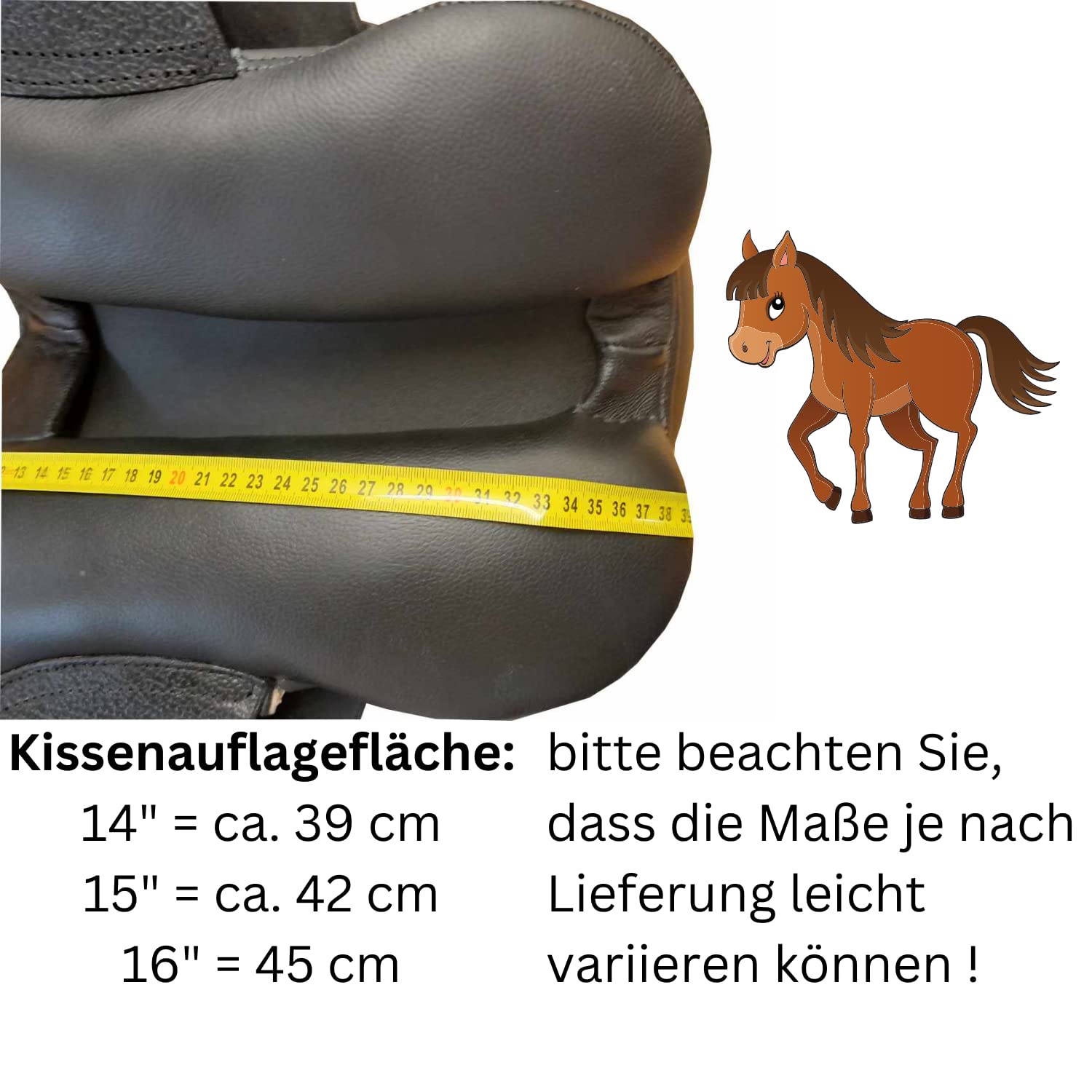AMKA Sattel für Pony aus Leder schwarz Weite Kammer