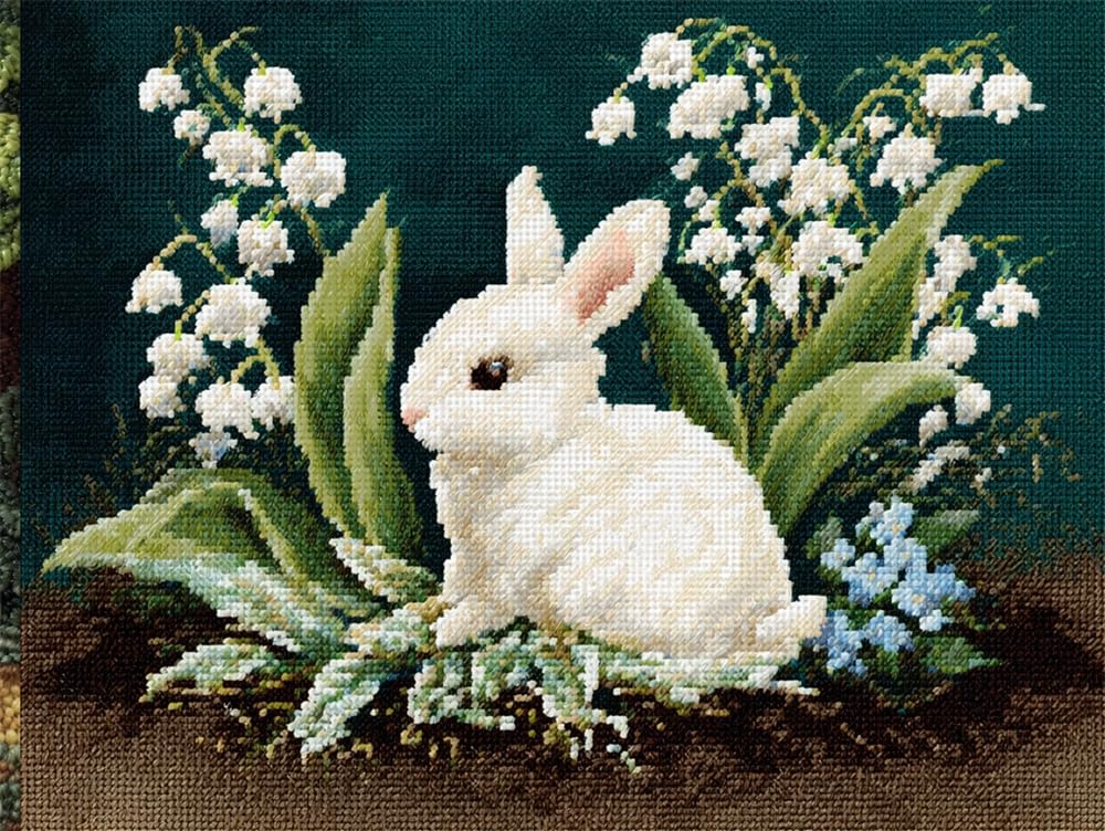 FWRTYCB Yarn Rug Hooking Kits Lily of The Valley and A Rabbit 20X15Inch Carpet Maki