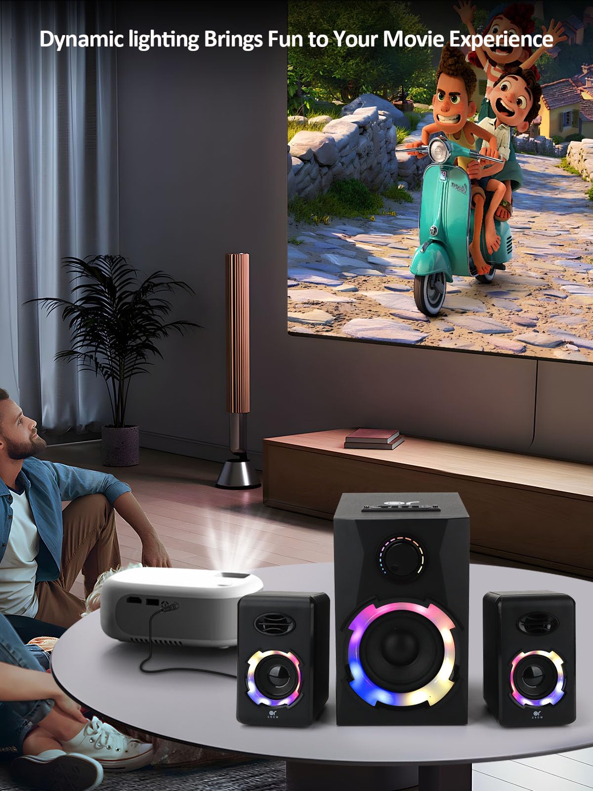 OROW Altoparlanti per computer, altoparlanti per PC da 40 W con subwoofer, altoparlanti da gioco con bassi, alimentazione AC, supporto Bluetooth, SD e USB, sistema di altoparlanti multimediali 2.1 con