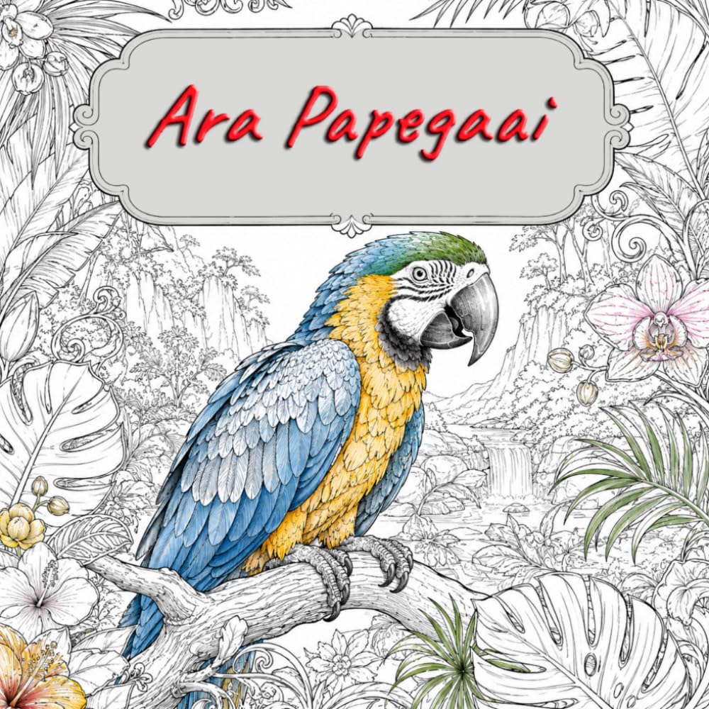 Het Grote Ara Kleurboek: Prachtige exotische papegaaien met natuur-, huiselijke en fantasierijke scènes