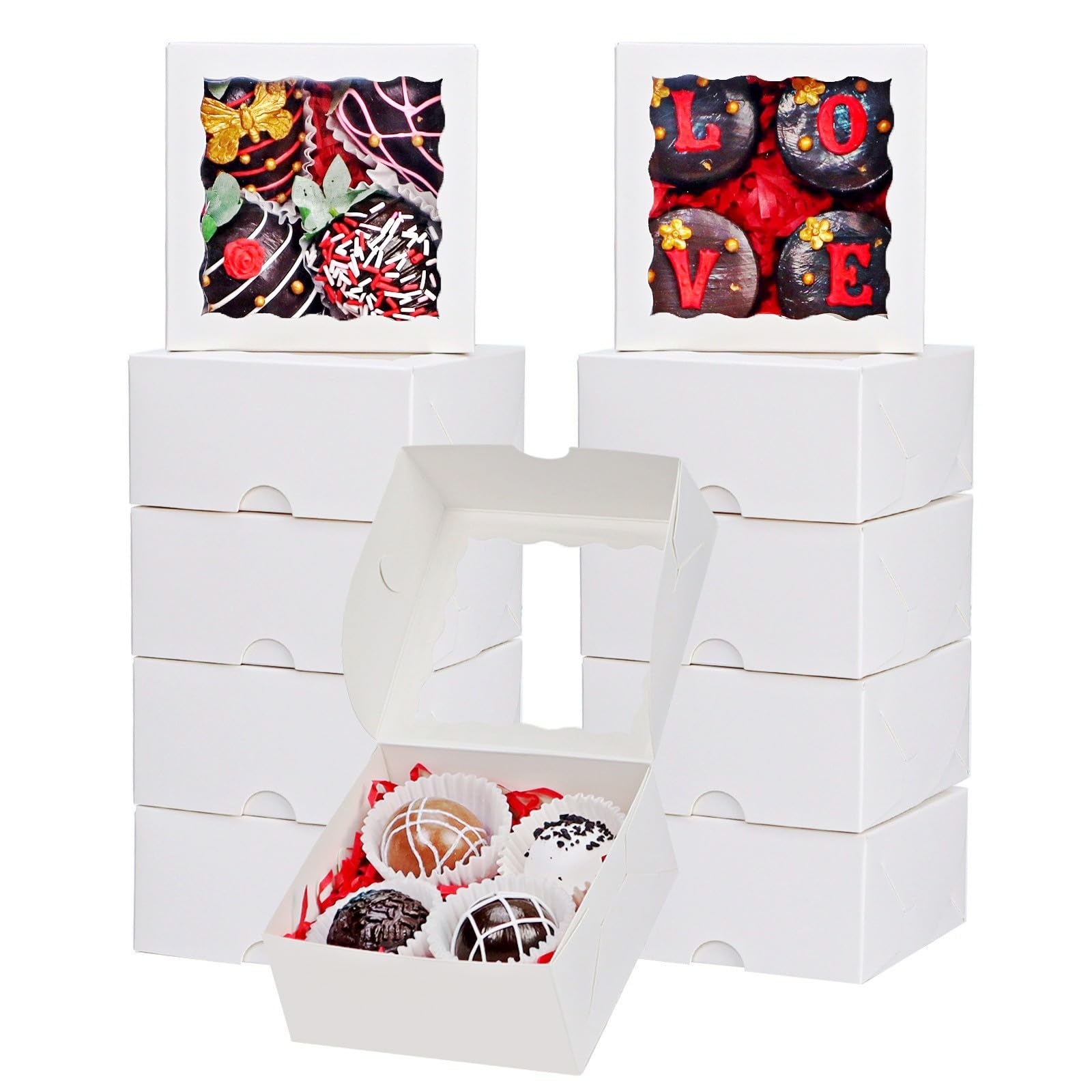 SLShePack 80 Pack 4x4x2 Inches Small Bakery Treat boxes Cookies