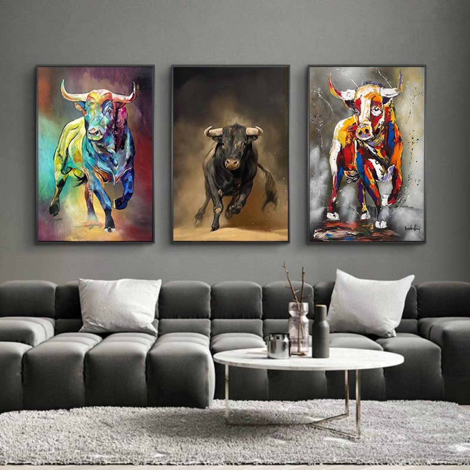 Toile moderne vache colorée peinture abstraite affiche murale 70x100cm - 8