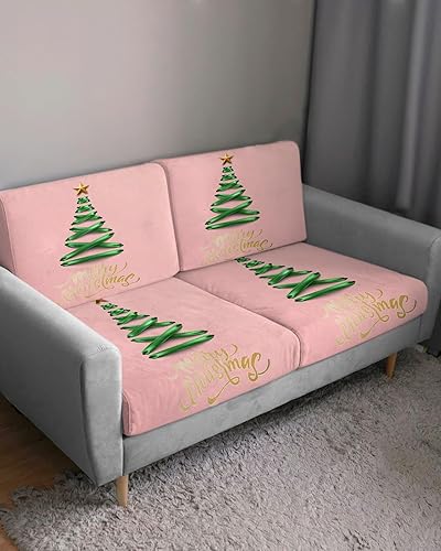Miniatura 3 de Fundas de cojín para sofá de árbol de Navidad, funda elástica para sofá con parte inferior elástica, fundas de sofá con diseño de árbol de Navidad