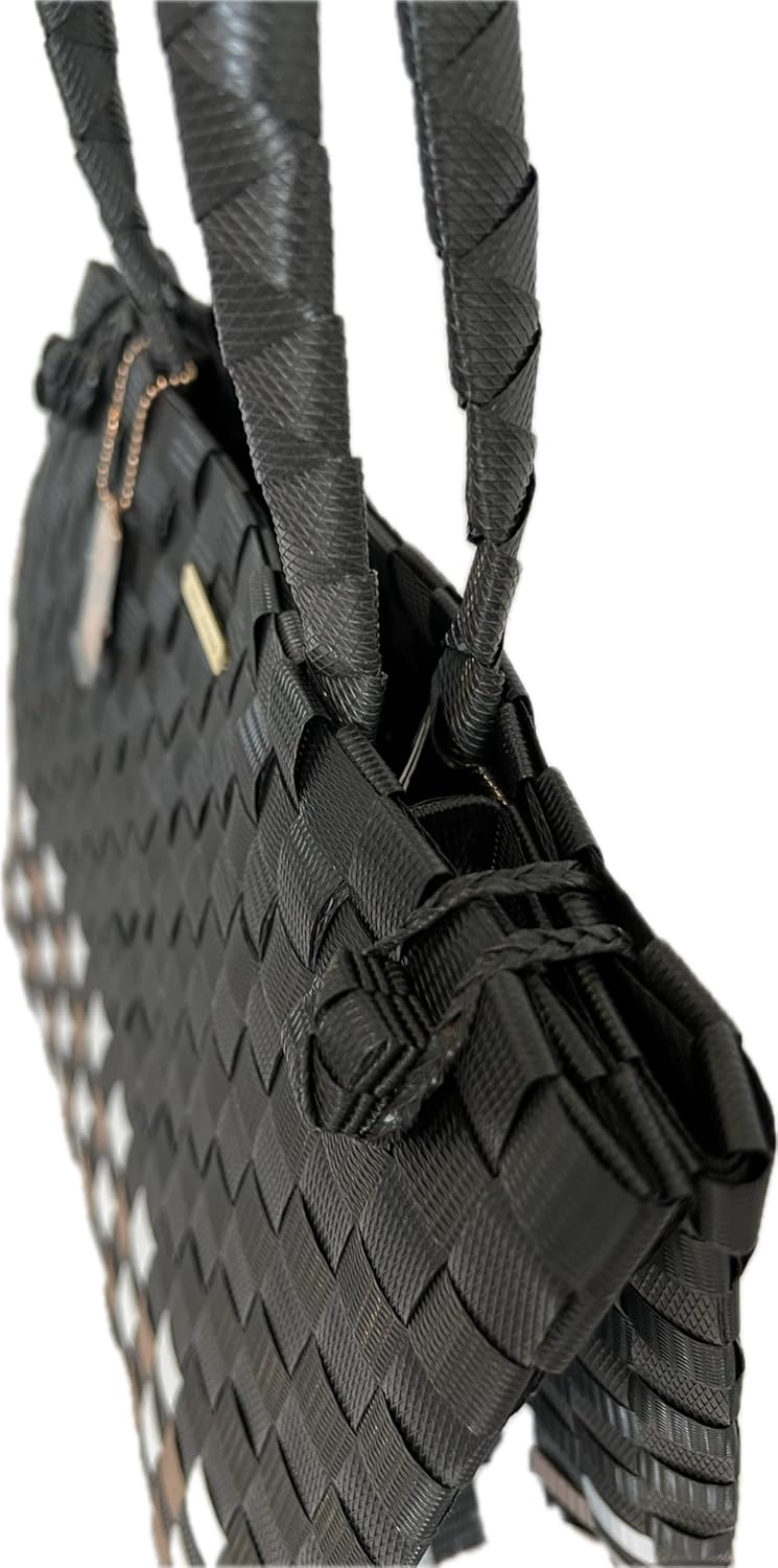 Cindy Luxe Checkered Handbag – Woven Tote Purse for Women, Elegant & Eco-Friendly Design