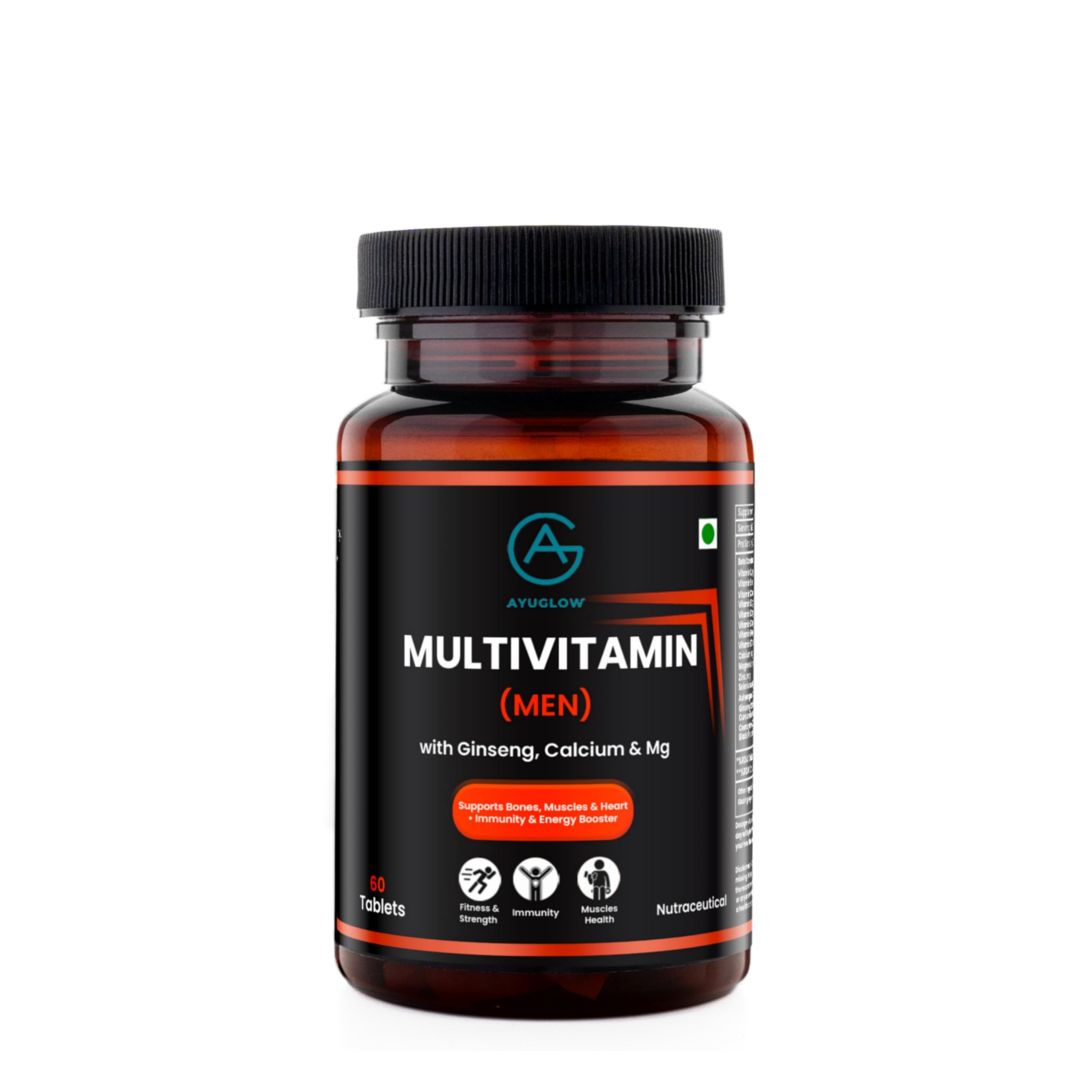 [BRSREZYLB4CGECD2] Multivitamin Men with Vit. C, Calcium, Magnesium, B-Complex, Ginseng, COQ10 | Energy, Stamina | Bones & Joints | Immunity & Muscle Health | 60 Tablet (Pack of 1)