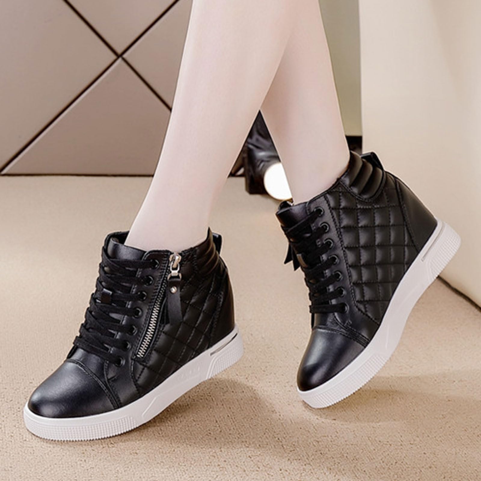 Sneakers con Zeppa e Cerniera da Donna,Scarpe da Ginnastica con Zeppa Invisibile,Scarpe da Ginnastica Platform Sneaker,Traspiranti,Antiscivolo,per Camminare Lavoro Temps Libero