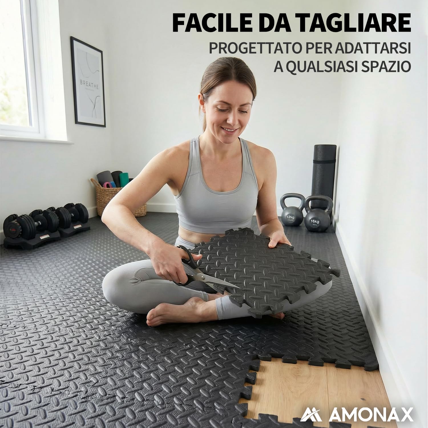 Amonax Tappeto Palestra Tappetini in Schiuma Eva, Puzzle Palestra Tappetino Palestra, Tappetini Da Gioco per Bambini, Tappeto Piscina Attrezzi Palestra Tappetini Palestra per Palestra in Casa
