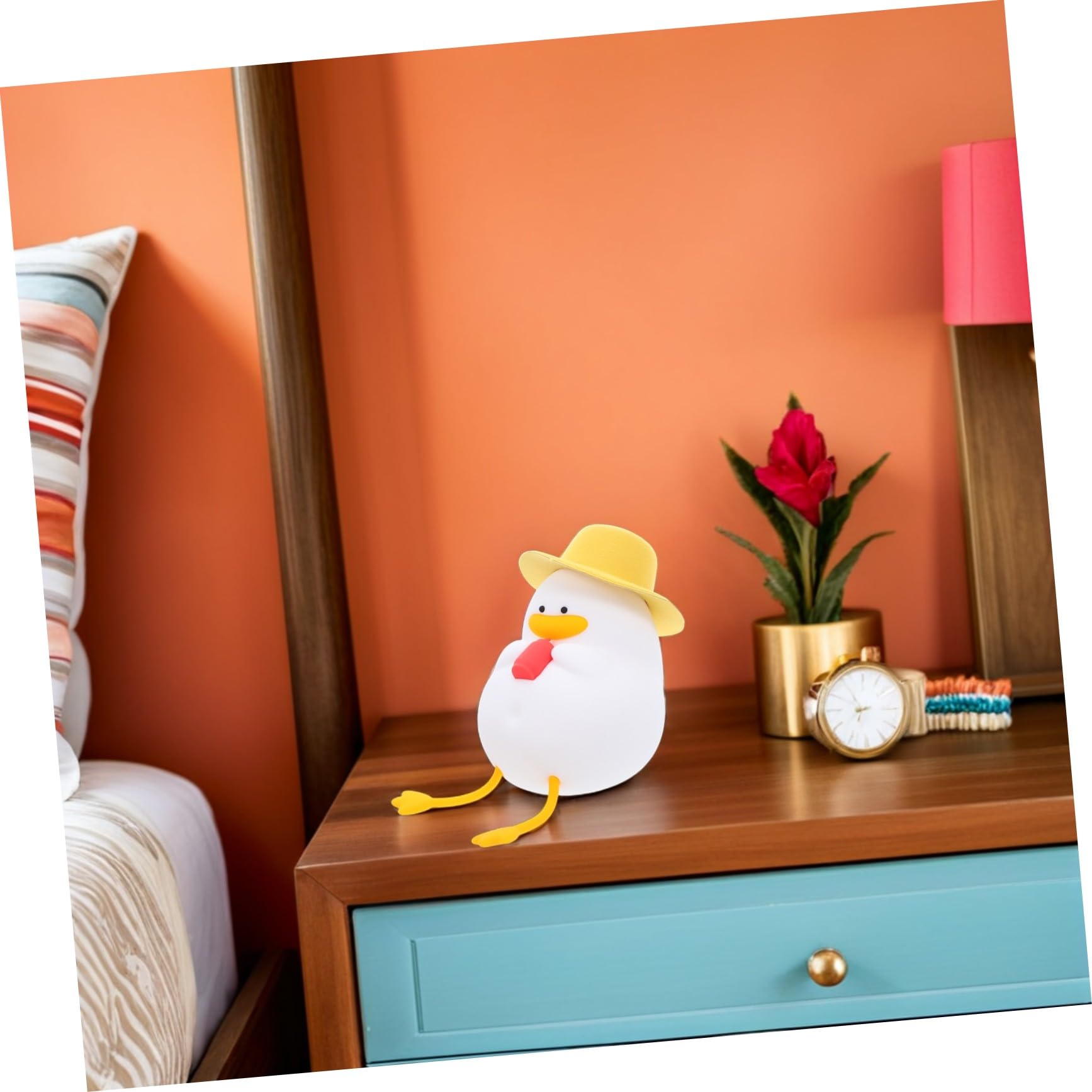 OSALADI Lámpara de Noche LED de Pato Amarillo para Guardería | Silicona Abs Pc, Control por Toque, Luz Cálida Portátil, Uso en Dormitorio Infantil y Tomas Nocturnas