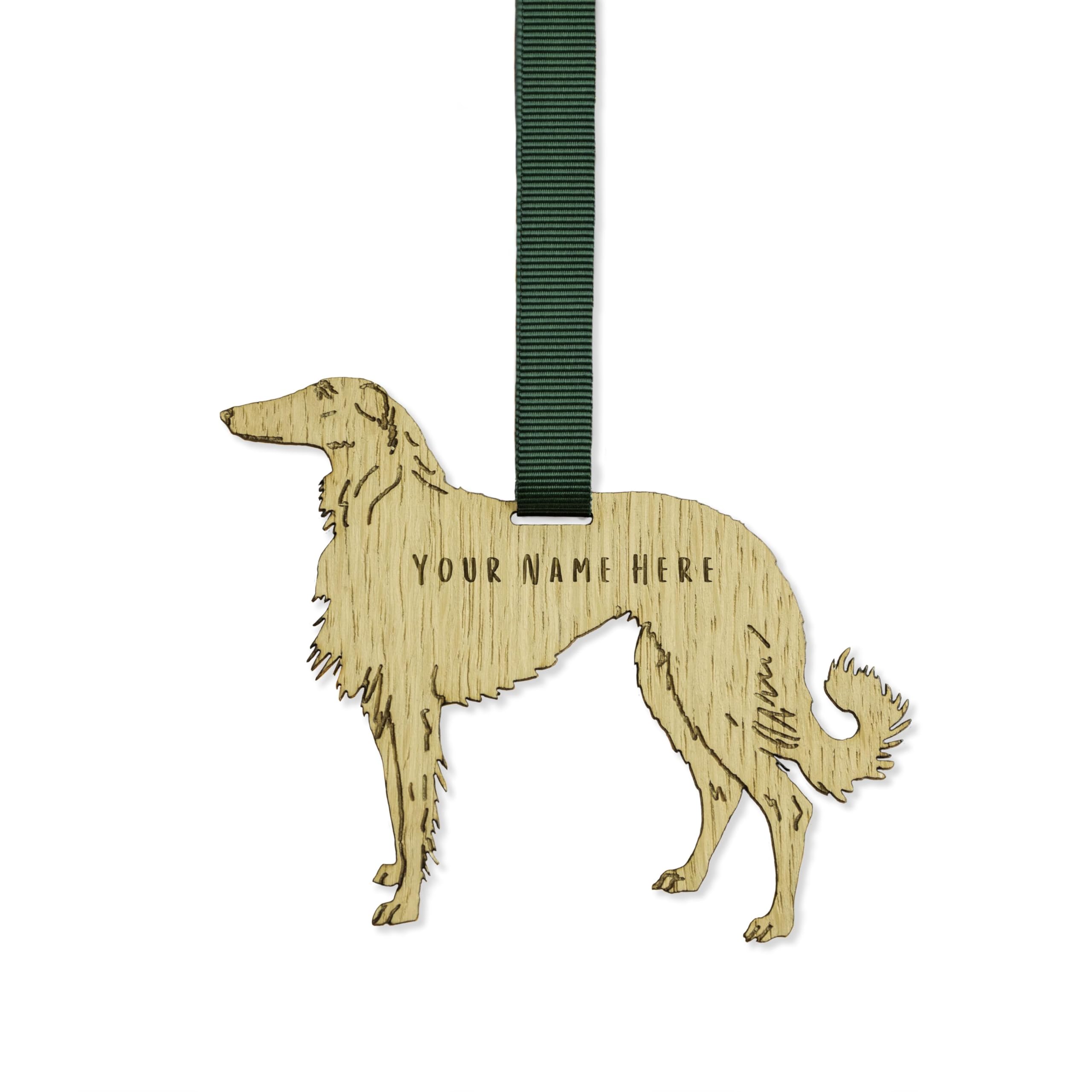 "Manta Makes Personalised Dog Christmas Decorations, wooden dog lover gifts for dog lovers, range of over 50 breeds, personalised pet memorial gifts, best dog Mum gifts (Borzoi)" โ image 1