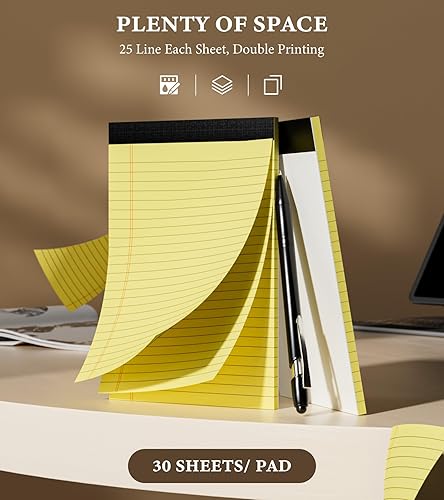 Miniatura 10 de Bloc de notas legales de 8.5 x 11 pulgadas, paquete de 2 blocs de notas de papel con rayas, rayas anchas, 30 hojas60 páginas por bloc de notas, bloc