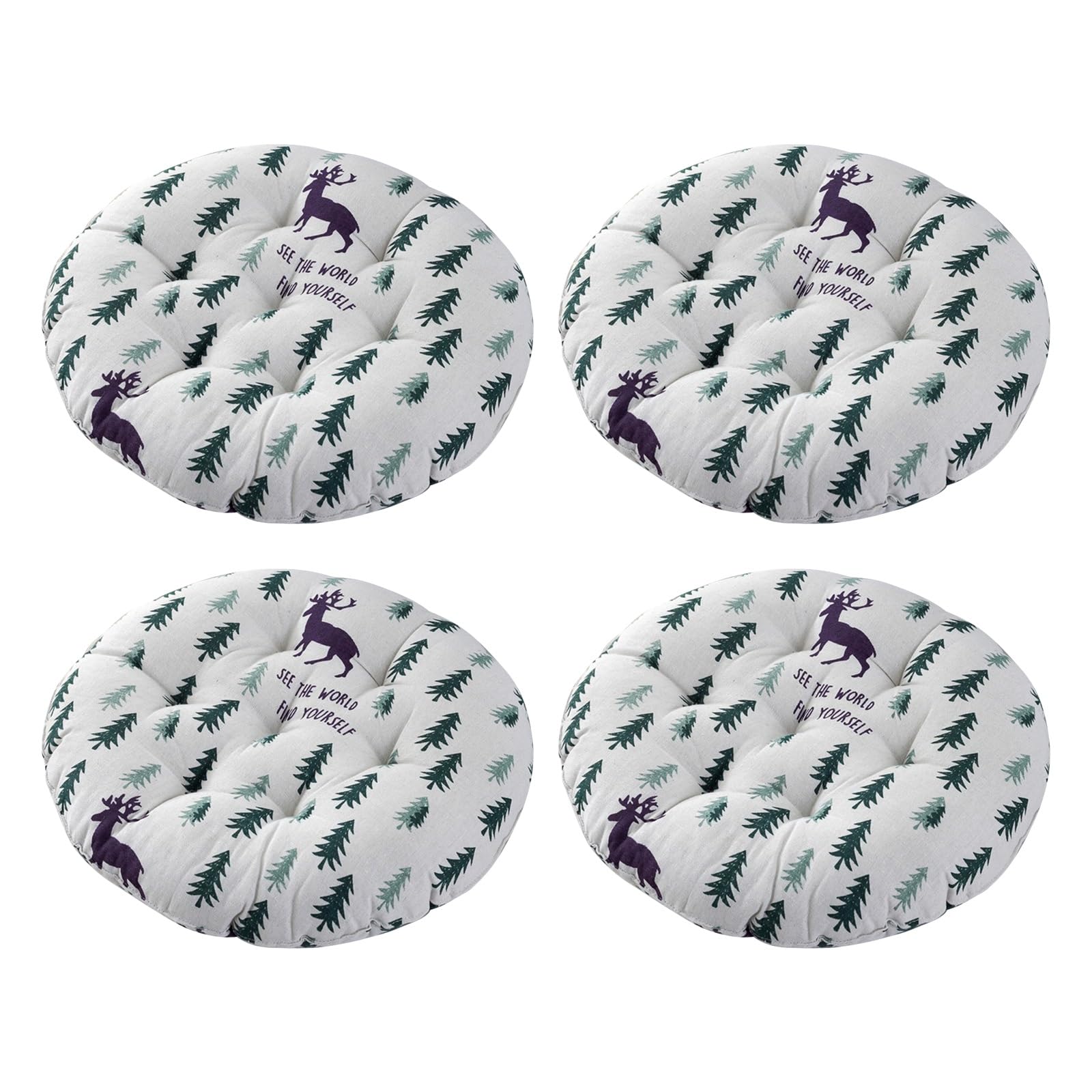 Aliuciku Set of 4 Seat Pads, Thick Round Tatami Chair Cushions for Dining Kitchen Office(B-14,50x50cm)
