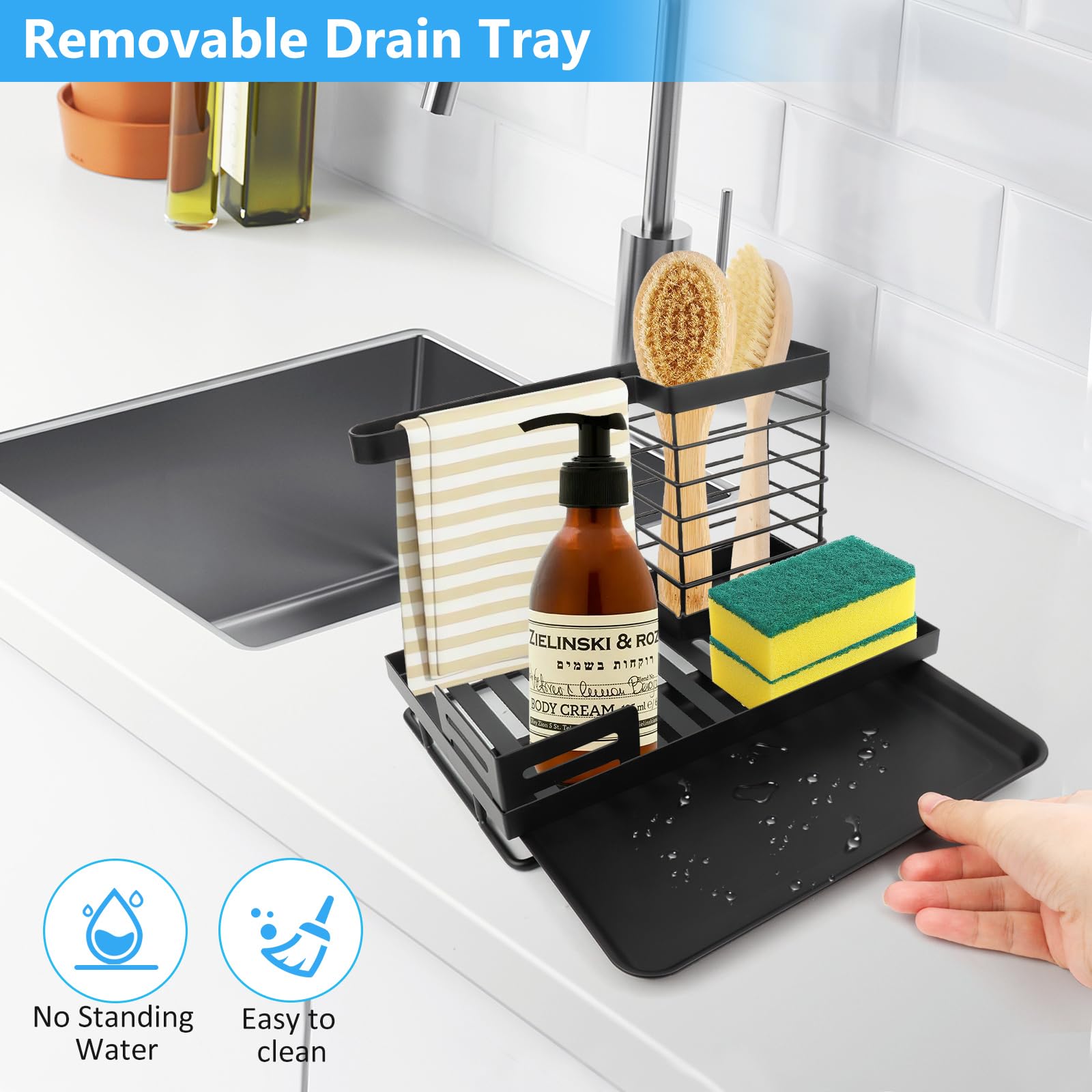 Organizer Sotto Lavello Smonter Regolabile | 10 Pannelli Rimovibili | Acciaio INOX | Bianco - Foto 3