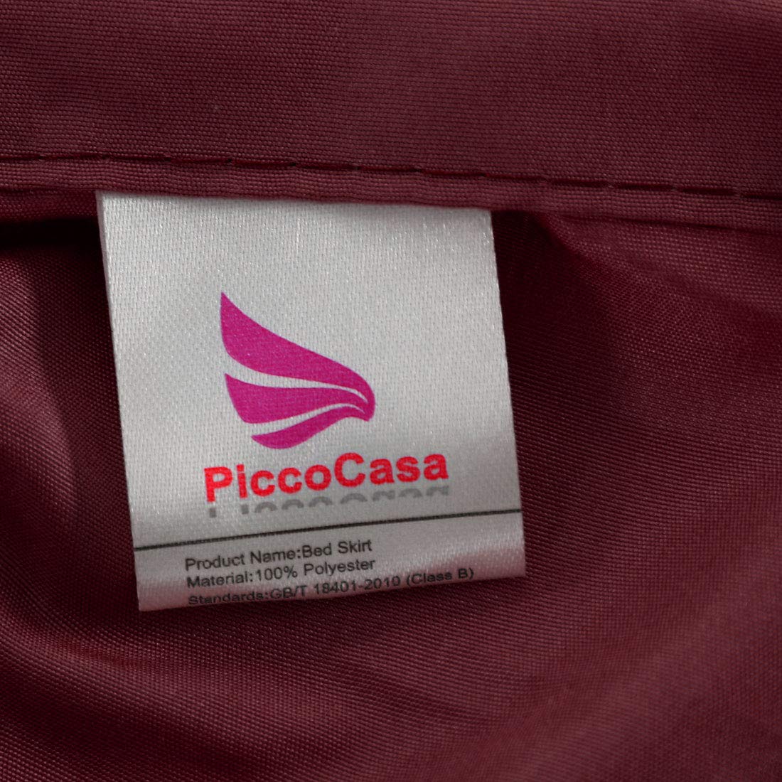 PiccoCasa Faldón de Cama elástico con Volantes, Cenefa de Cama Envolvente, Marco de Microfibra cepillada con Volantes de 38 cm (Doble, borgoña)
