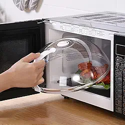 WENWELL Tampa transparente para micro-ondas contra respingos de alimentos, tampa transparente para micro-ondas com alça, prato de prato para servir casa cozinha essencial, sem BPA, plástico seguro