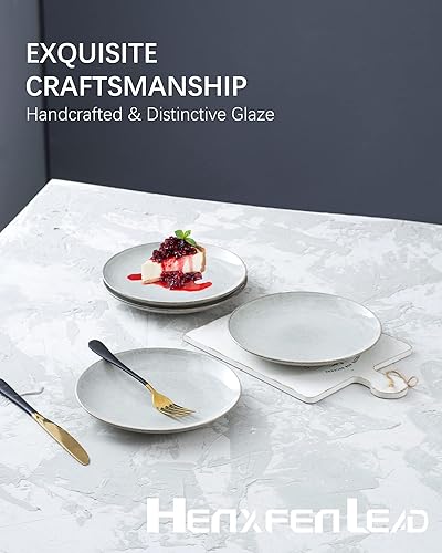 Miniatura 5 de HENXFEN LEAD Platos de ensalada de postre, de 8 pulgadas, platos de porcelana para aperitivos, aperitivos, panqueques, aptos para lavavajillas,