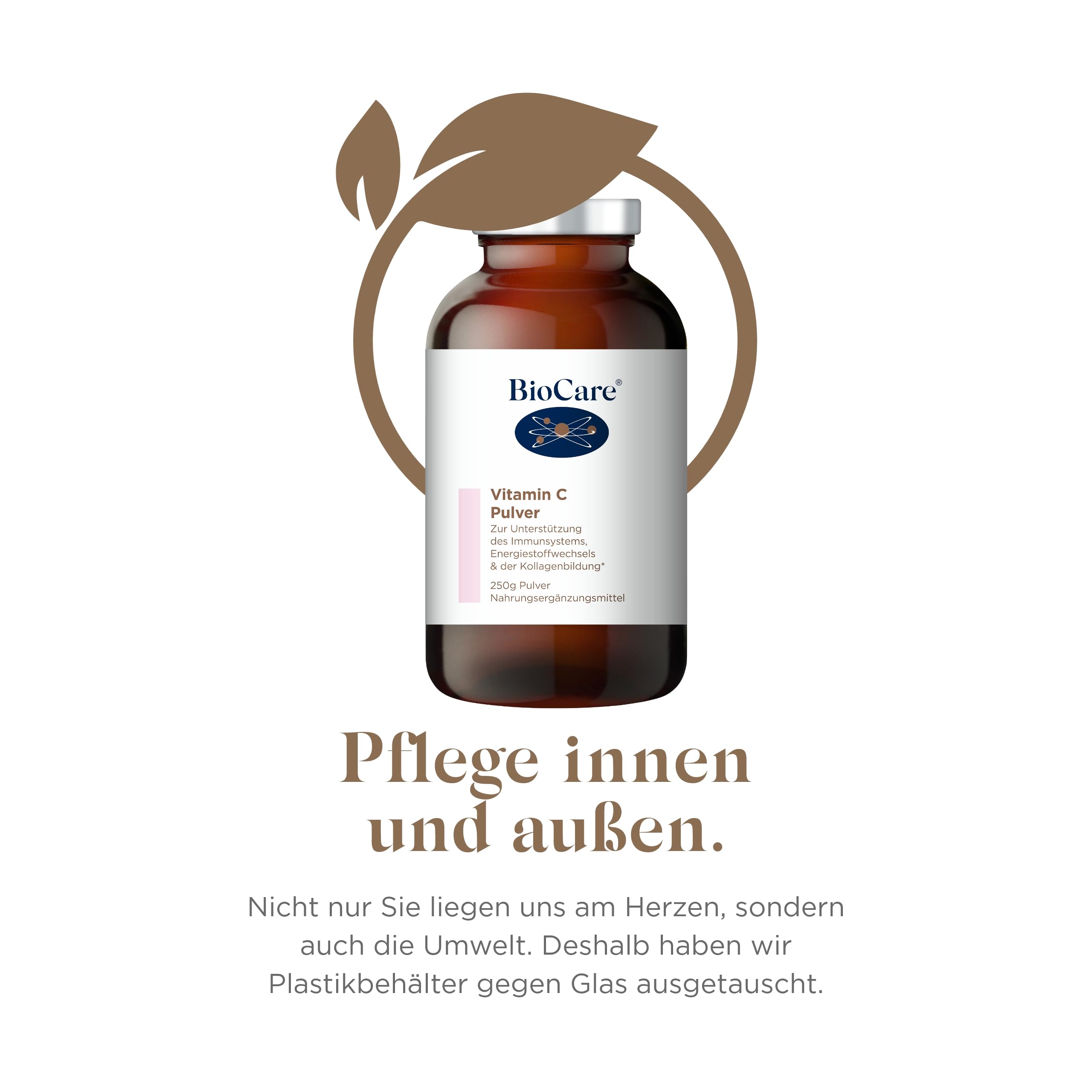 BioCare Vitamin C-Pulver, 250g | Immunsystem stärken, Haut & Kollagen, Mehr Energie