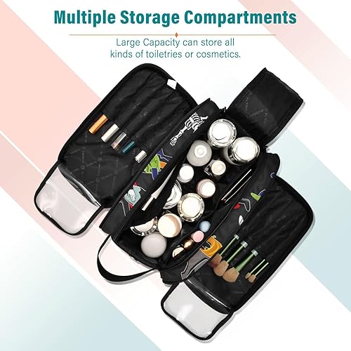 Miniatura 4 de Cartoon Skeleton Hallowmas Happy Halloween Travel Bag Lightweight Capacity Travel Cosmetic Bag for Cosmetic Makeup 11 x 7 Inches