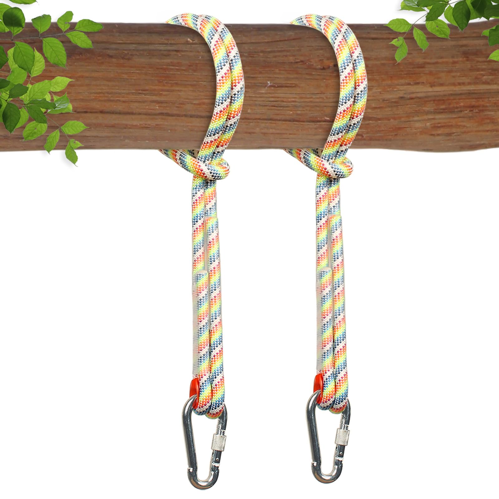 Tree Swing Ropes & Hanging Straps Kit (Set of 2) - 9FT/12FT/15FT Heavy Duty Options with Locking Carabiners, Safe & Quick Install for Backyard,