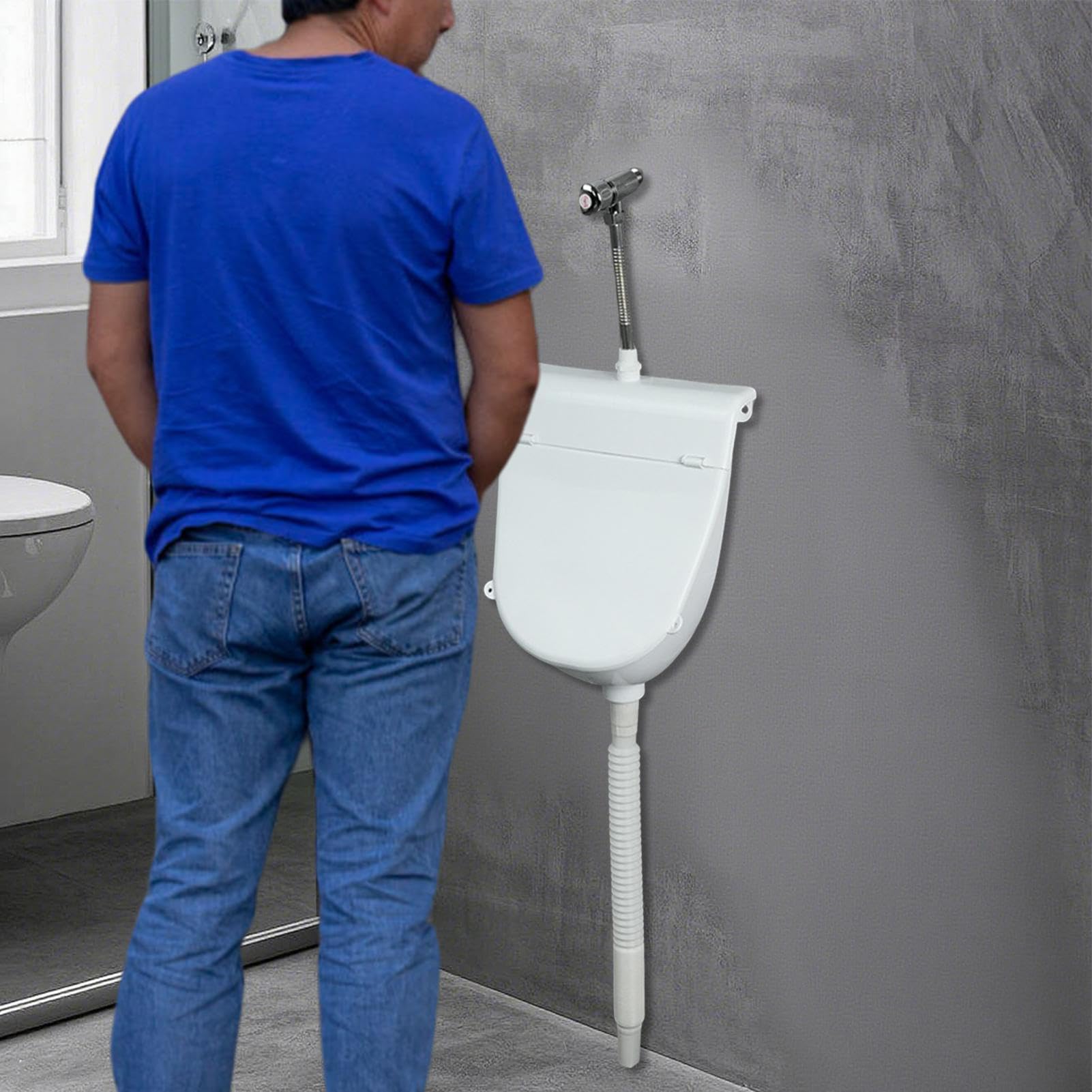 Zewnętrzny mocz na podwórko – komercyjny odpływ moczu na ścianę, zabezpieczony przed przelaniem pisuaru, z pokrywką, dla mężczyzn, dzieci, na zewnątrz, do ogrodu, na kemping