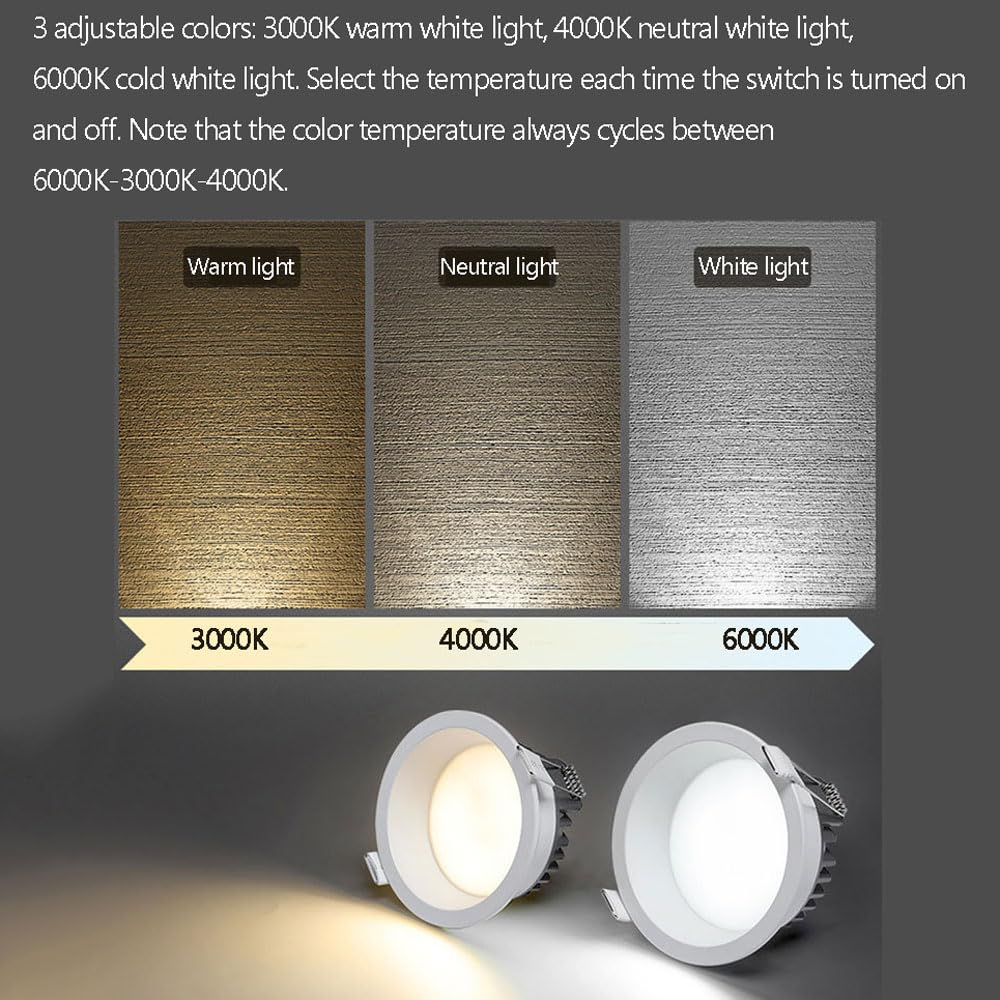 Confezione Da 20 Faretti Led Da Incasso Ultrasottili Da 3,3 Pollici/3,7 Pollici/4 Pollici/4,9 Pollici, 3 Cct, Dimmerabili A 3 Temperature (3000K/4000K/6000K), Con Cornice Bianca Sottile, Da Incasso,