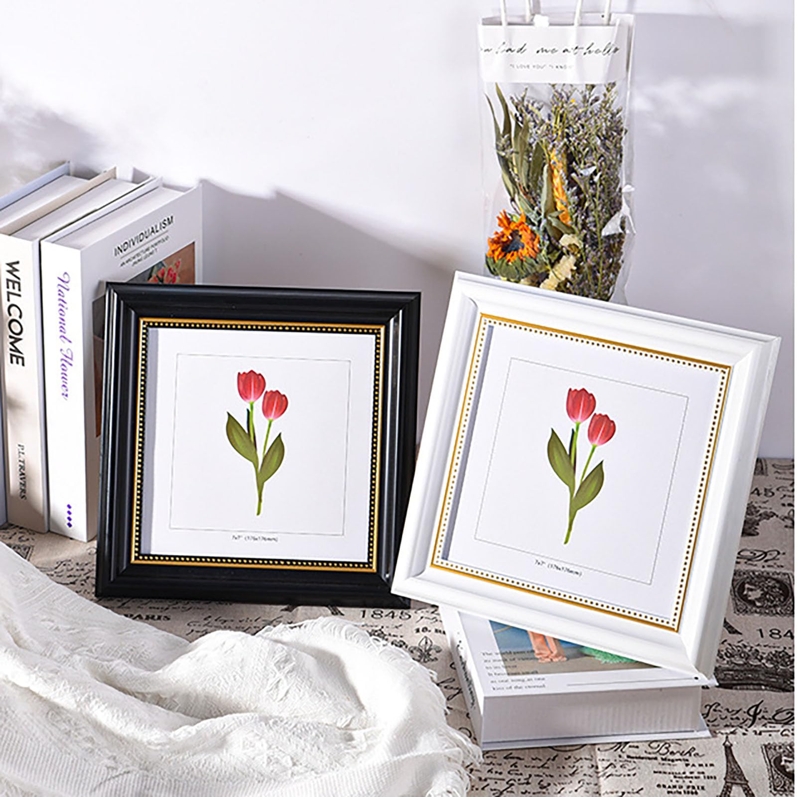 Amazon.co.jp: 額縁ヨーロッパのレトロな茶色の正方形アメリカン写真