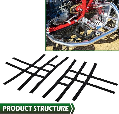 Miniatura 2 de GRAND ORANGE Nerf - 2 redes de barra negras compatibles con ATV Honda Yamaha Suzuki Kawasaki TRX450R 400EX 400X 300EX 300X 2006-2011 correas de