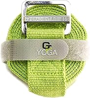 Gradient Fitness 8ft Yoga Strap: Frictionless Easy-Feed Buckle, Soft Cotton-Poly Blend, Velcro Storage & Free eGuide