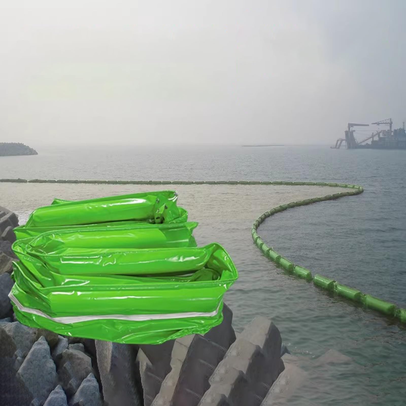 DUANHOZ PVC Oil Boom,Heavy-Duty PVC Oil Boom - Reusable Floating Containment Boom for Sewage Outlets & Aquatic Plants, 32.8ft Long, 43.3in High, Multifunctional Duckweed Barrier
