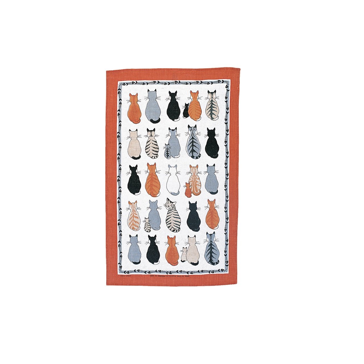 Ulster Weavers Orange Cats In Waiting Linen Tea Towel