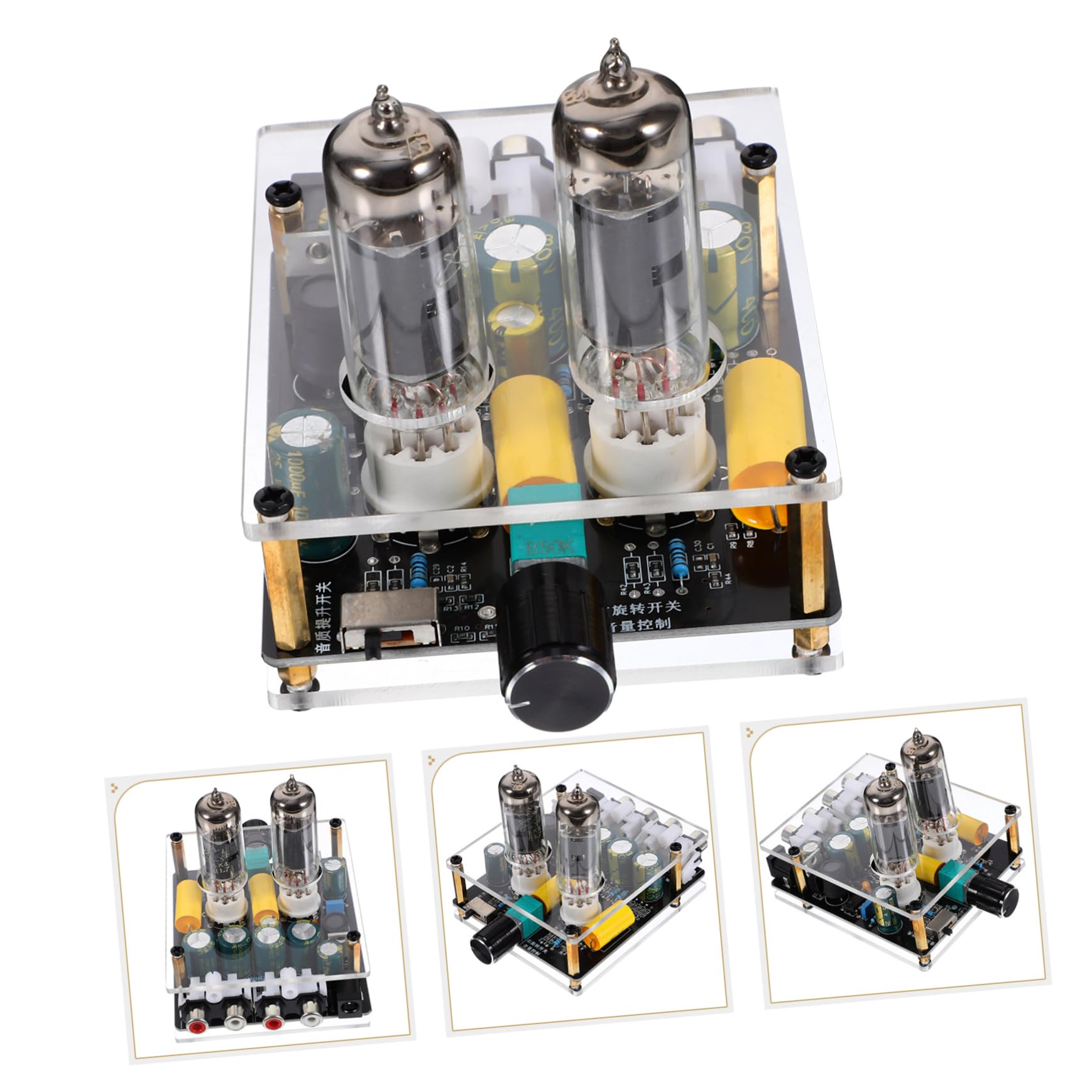 LALAFINA Preamplificatore Fono Valvolare per Giradischi Funzione Preamplificatore e Materiale Abs e Vetro per Sistemi Home Theater Fai da Te