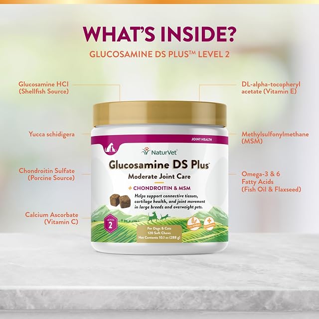 Foto 5 de 8 de NaturVet GLUCOSAMINE - DS Plus MSM and Chondrotin Soft Chews for Dogs 120 COUNT
