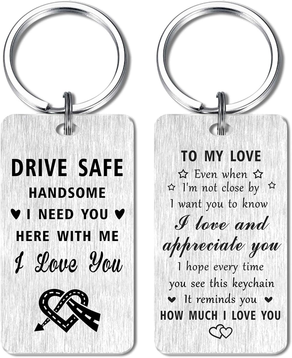 Jzxwan Drive Safe Keychain for Husband Boyfriend, I Love Him Birthday Gifts