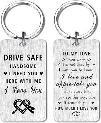 Jzxwan Drive Safe Keychain for Husband Boyfriend, I Love Him Birthday Gifts