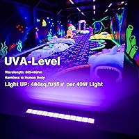 Vista 5 de Barra de luz LED negra de 40 W, barra de luz negra con cable de 5 pies, enchufe + interruptor, luces negras para fiesta brillante, póster