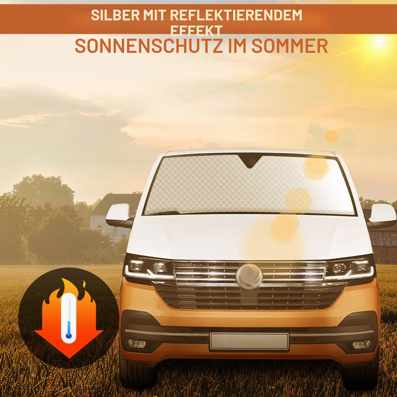 Set mit 8 thermischen Innenrollos für VW T4 SWB, Luxus-Sonnenblenden-Abdeckungs-Kit, UV-Rollo für den Sommer und Winterisolierungsabdeckung, Frontfenster-Bildschirmabdeckungen