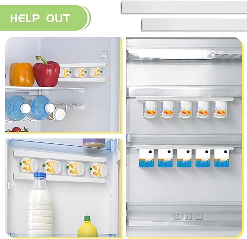 Miniatura 6 de Organizador de yogur ajustable para refrigerador con cintas autoadhesivas – Soporte de almacenamiento para refrigerador que ahorra espacio se adapta