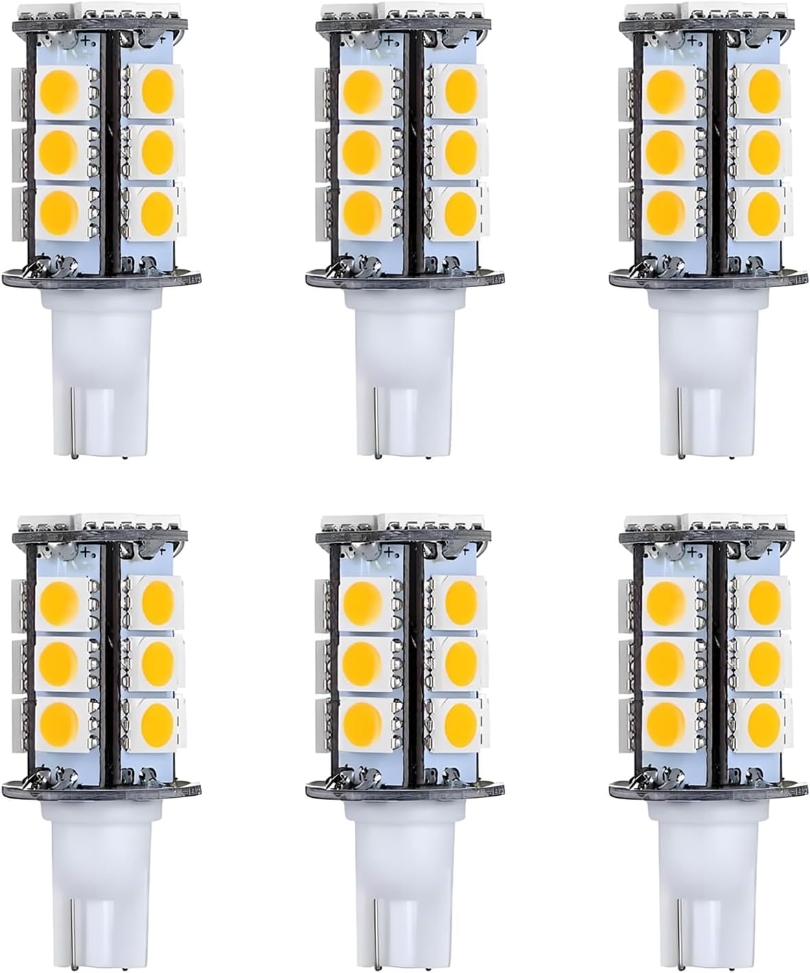 T5 T10 Wedge Base LED Light Bulb High Brightness 12VAC/DC 3Watt 2700K-3000K Warm White Color for Outdoor Landscape Lighting Deck Stair Step Path Lights and RV Lights Pack of 6