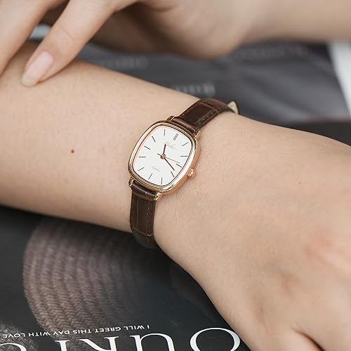 Miniatura 7 de Reloj clásico de cuarzo para mujer, elegante y resistente, con correa de piel de vacuno, perfecto para cualquier ocasión