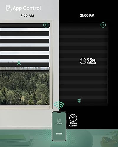 Miniatura 96 de Persianas de cebra motorizadas Yoolax compatibles con Alexa, persianas motorizadas con control remoto, persianas eléctricas inteligentes automáticas