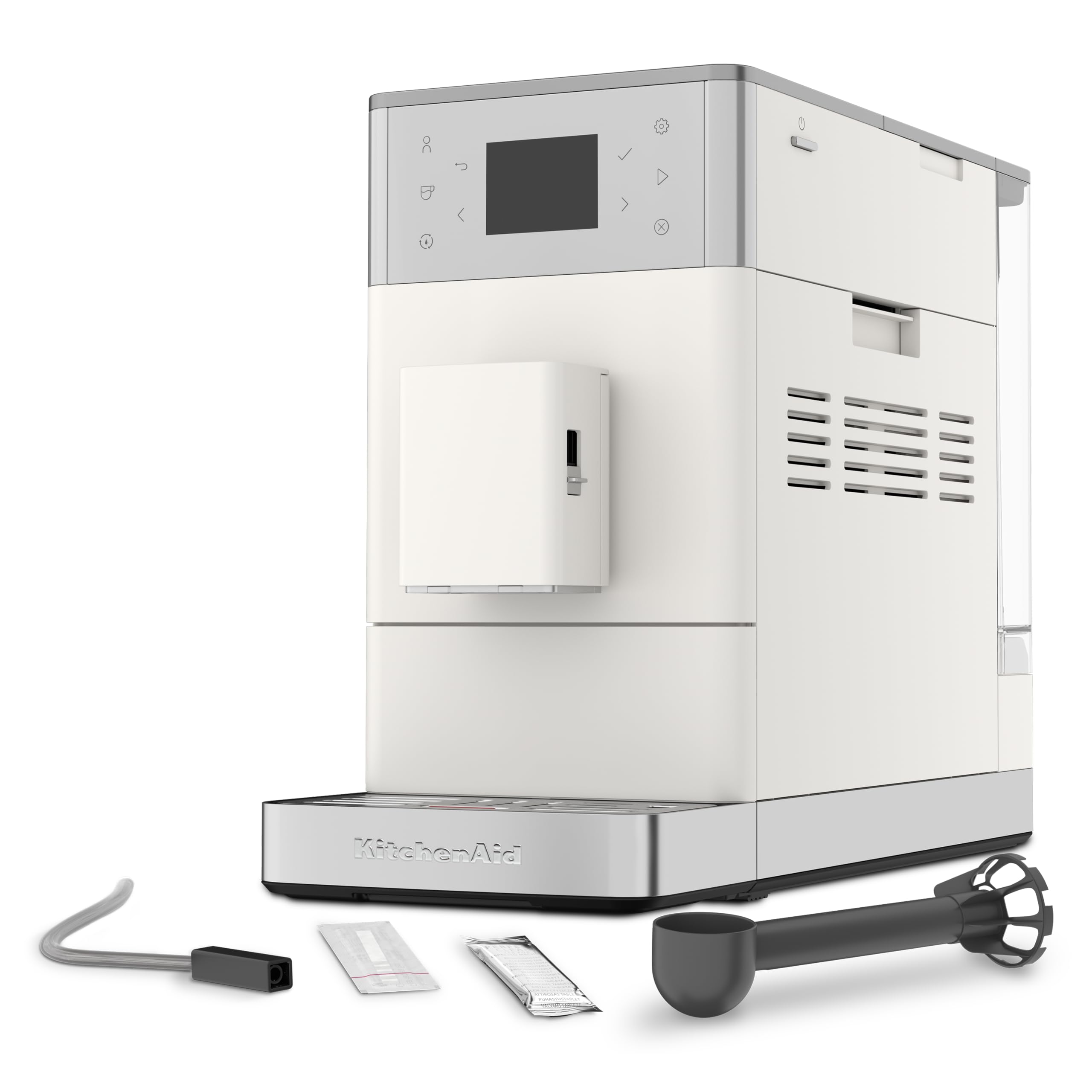 KitchenAid KF3 Kaffeevollautomat, AutoMilk-System, IntelliGrind-Mahlwerk, 15+ Rezepte, Iced Coffee, 6cm Farbdisplay, 15-18 Bar, Porzellanweiß | AutoMilk-System, IntelliGrind-Mahlwerk, 15+ Rezepte, Iced Coffee, 6cm Farbdisplay, 15-18 Bar